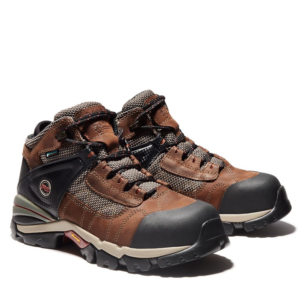 Botas de Trabajo Masculino - Timberland Pro® Hyperion Mid Alloy Toe - YZXGU4769 - Marrom/Pretas
